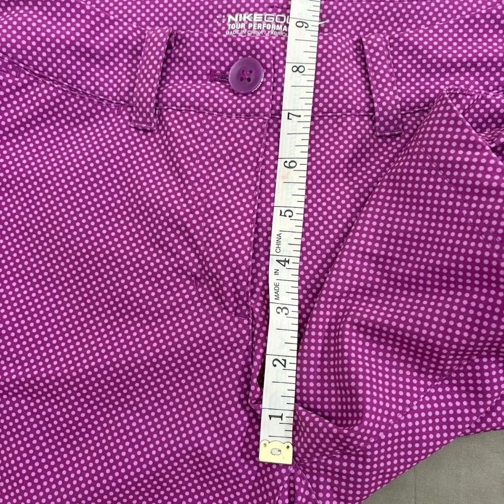 Nike Golf Tour Performance Womens Sz 0 Dri Fit Shorts Purple White Dot Print